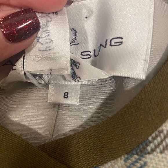 Alfred Sung 100% Wool Plaid Checkered Vintage Blazer Size 8 - Picture 6 of 9